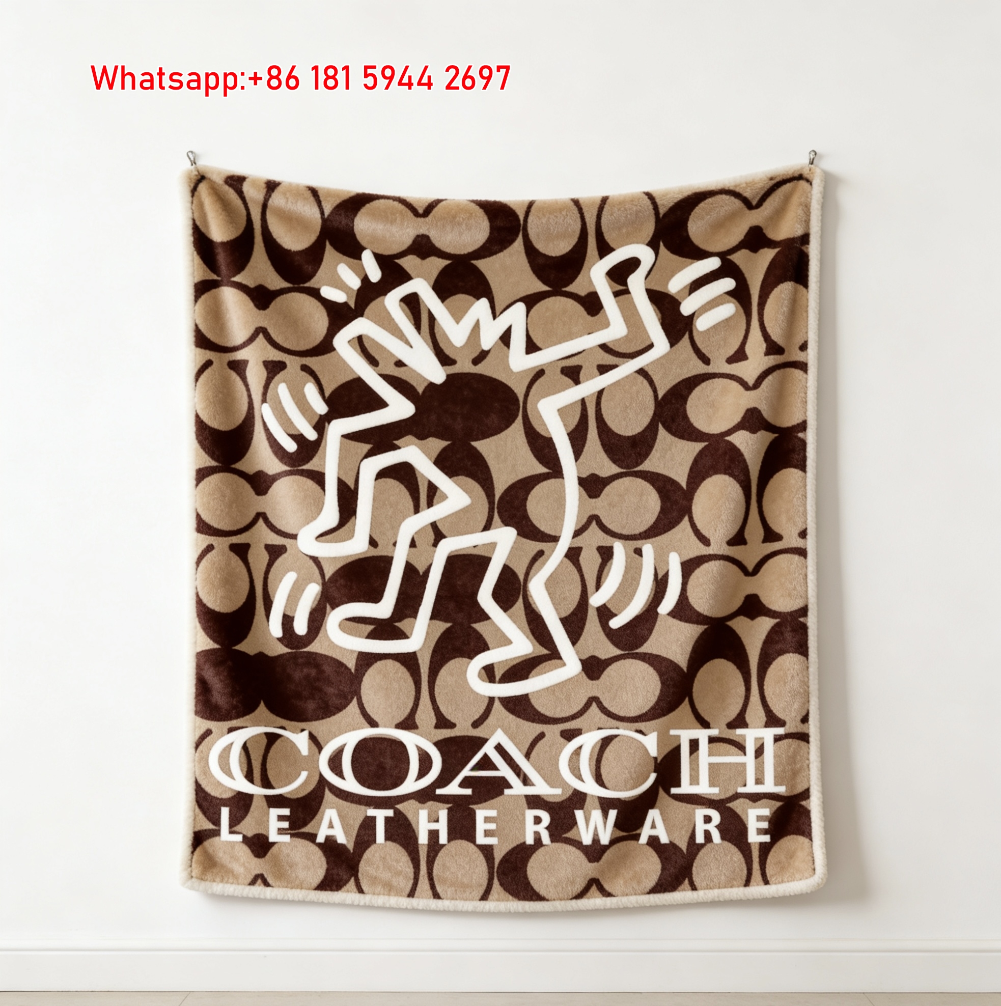 Coach Keith Haring Dancing Figure Flannel Throw Blanket C026